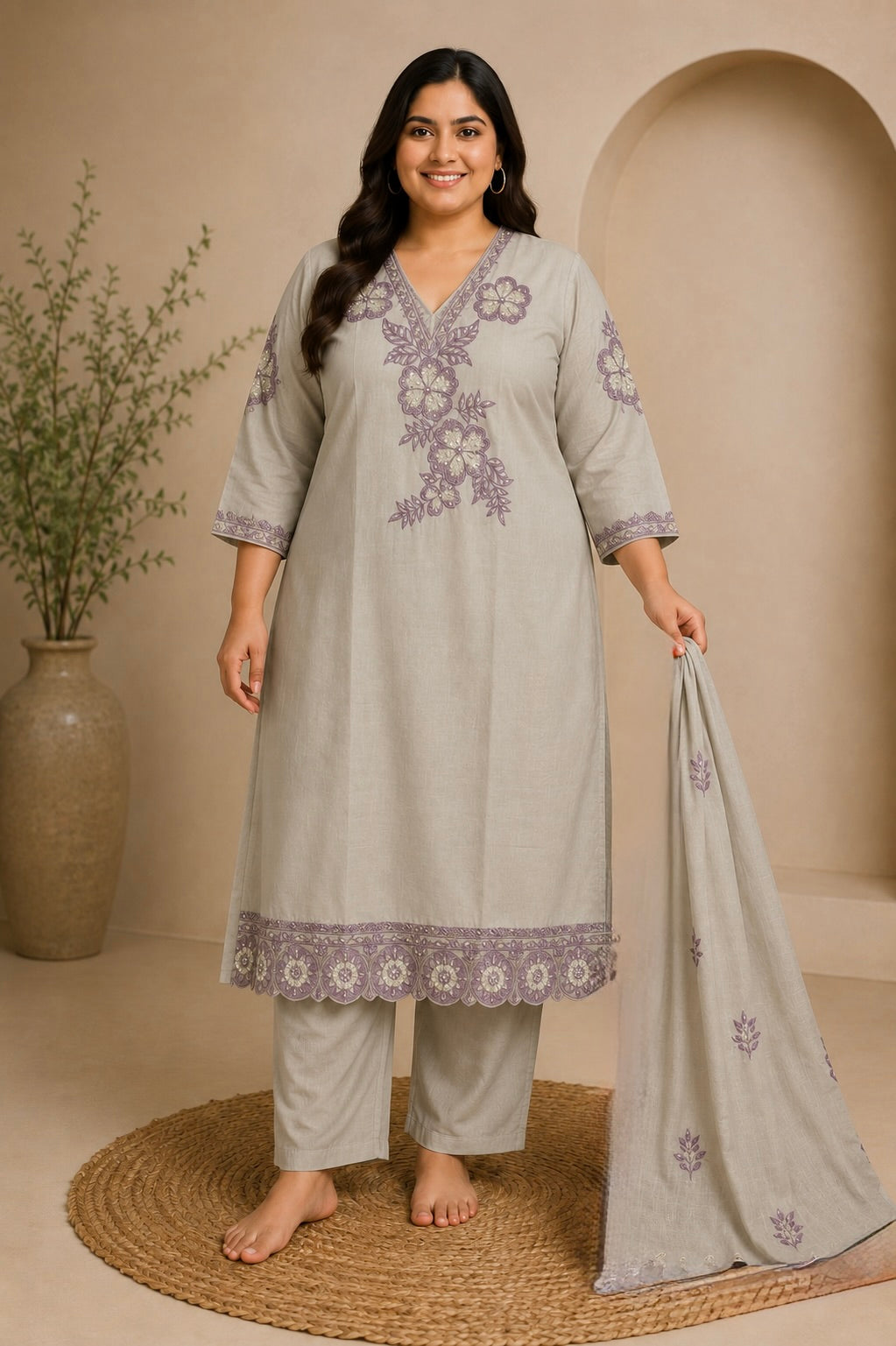 Ivory Embroidered Kurta Set