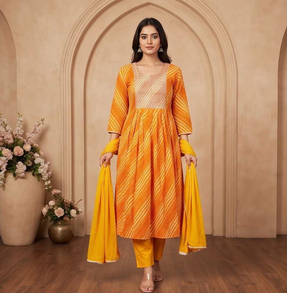 Women's 3-Piece Kurta Set with Palazzo & Dupatta