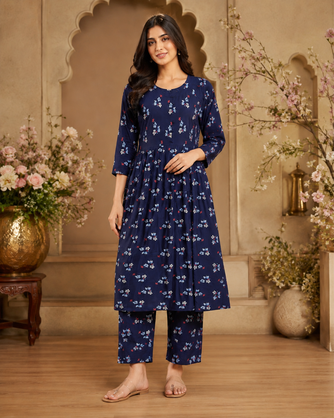 Women's 2-Piece Frock Kurta Set with Palazzo
