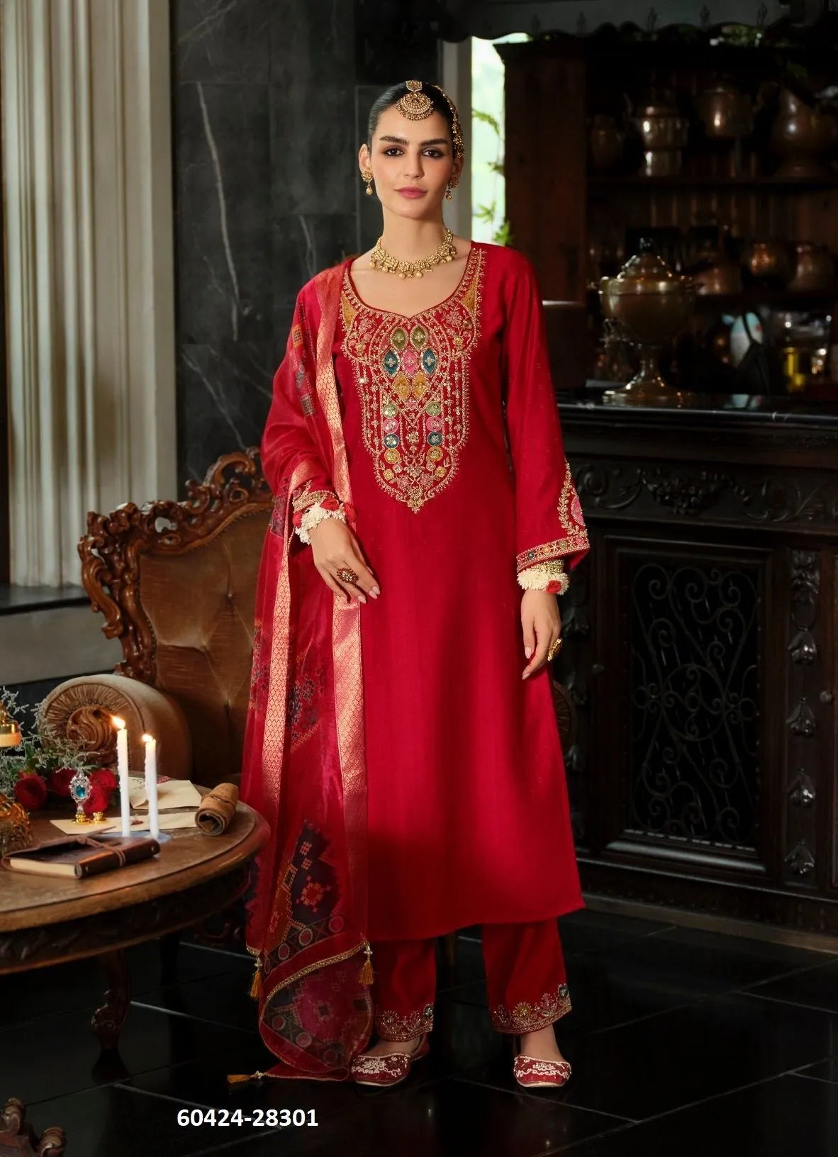Women's 3-Piece Kurta Set with Palazzo & Dupatta