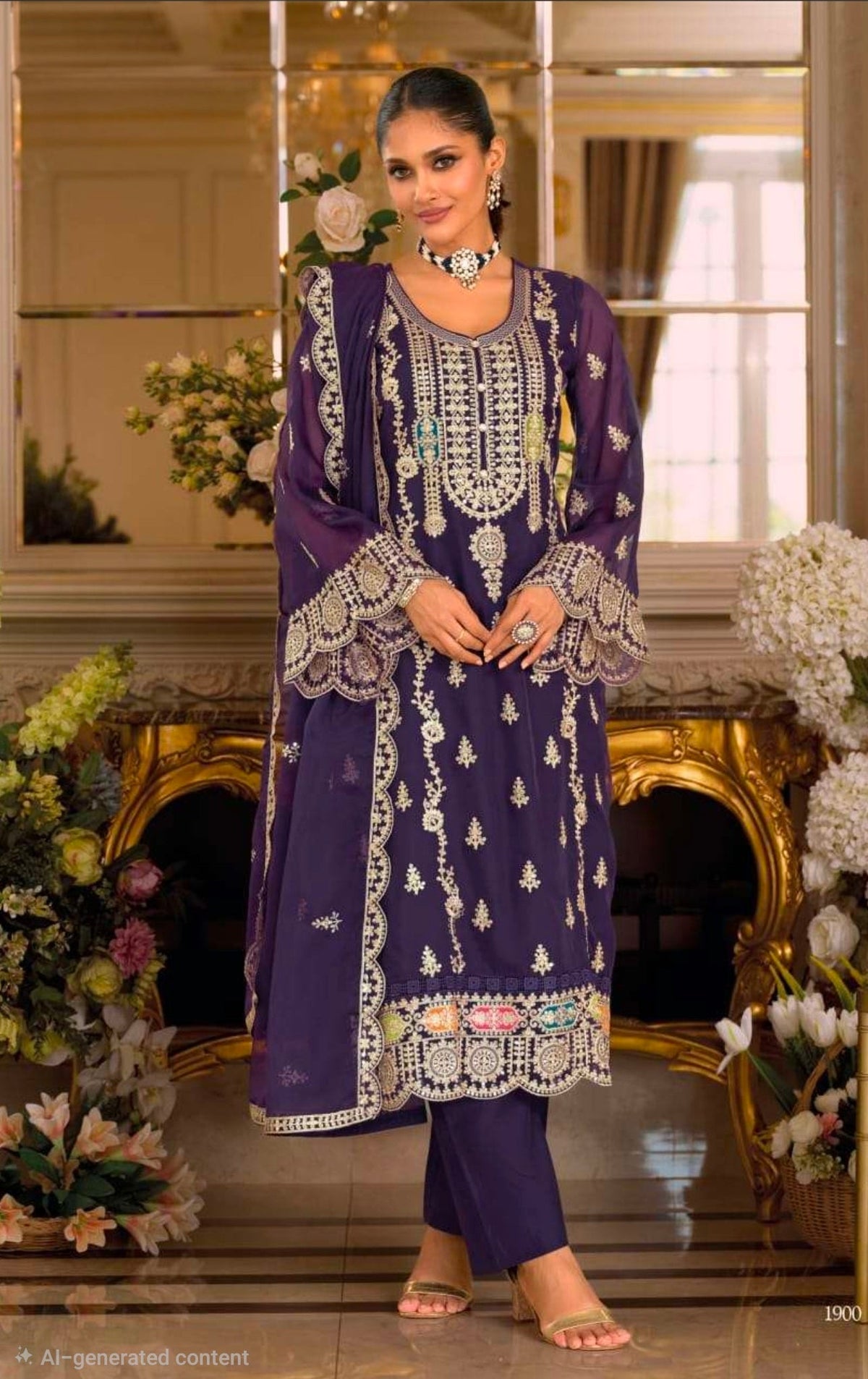 Women's 3-Piece Kurta Set with Palazzo & Dupatta