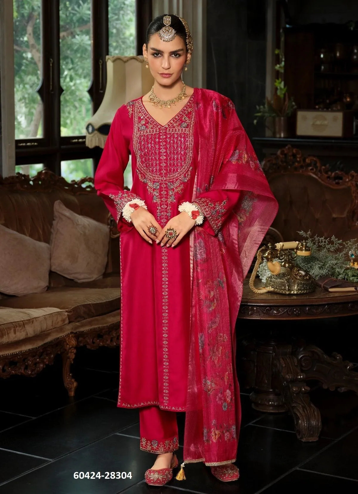 Women's 3-Piece Kurta Set with Palazzo & Dupatta