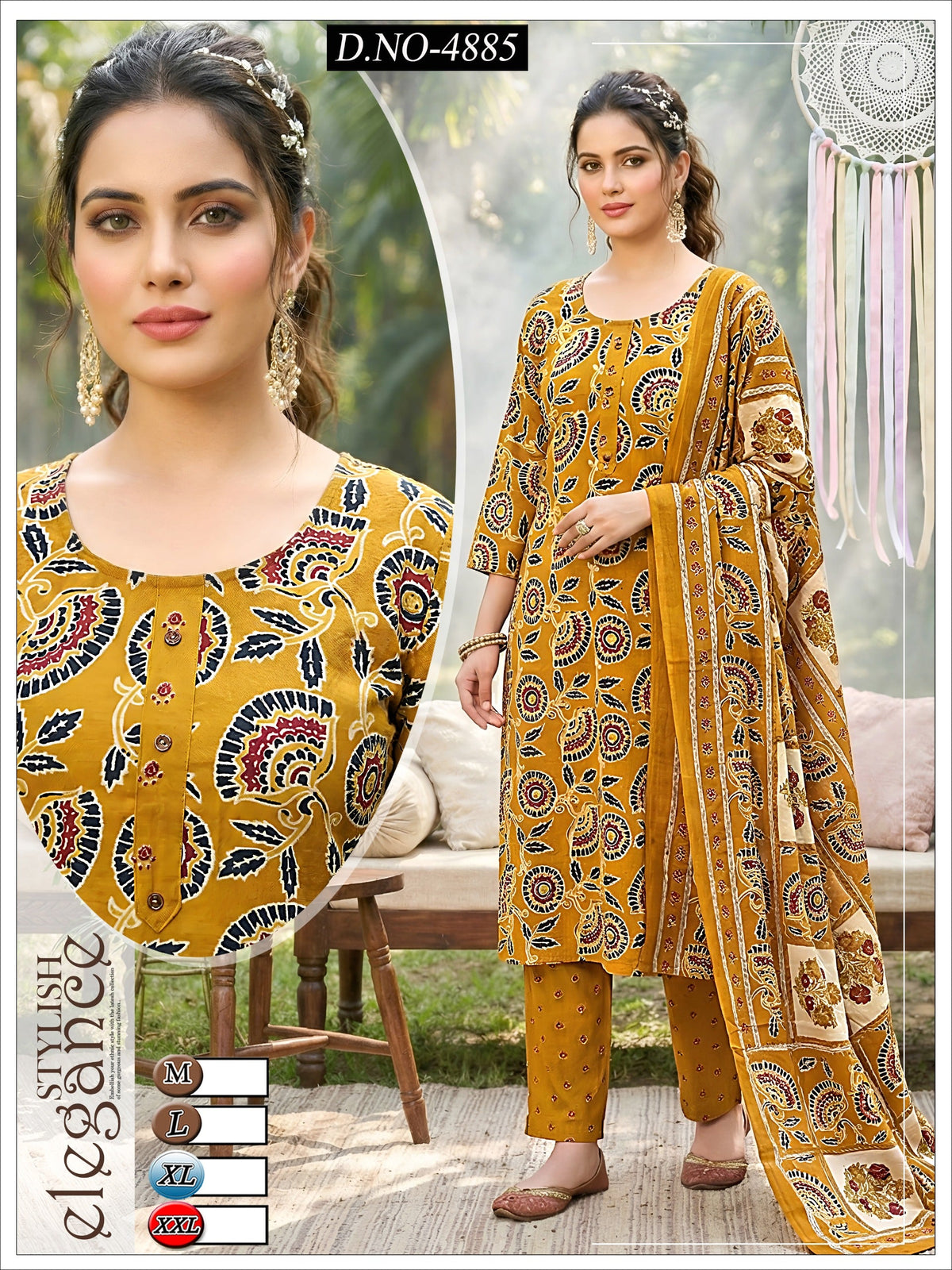 Women's 3-Piece Kurta Set with Palazzo & Dupatta