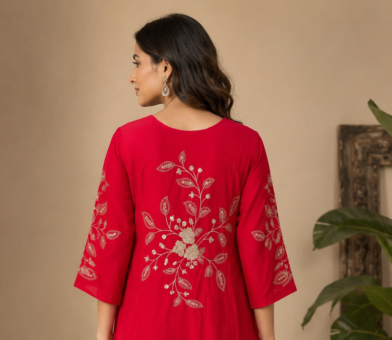 Women's 3-Piece Kurta Set with Palazzo & Dupatta