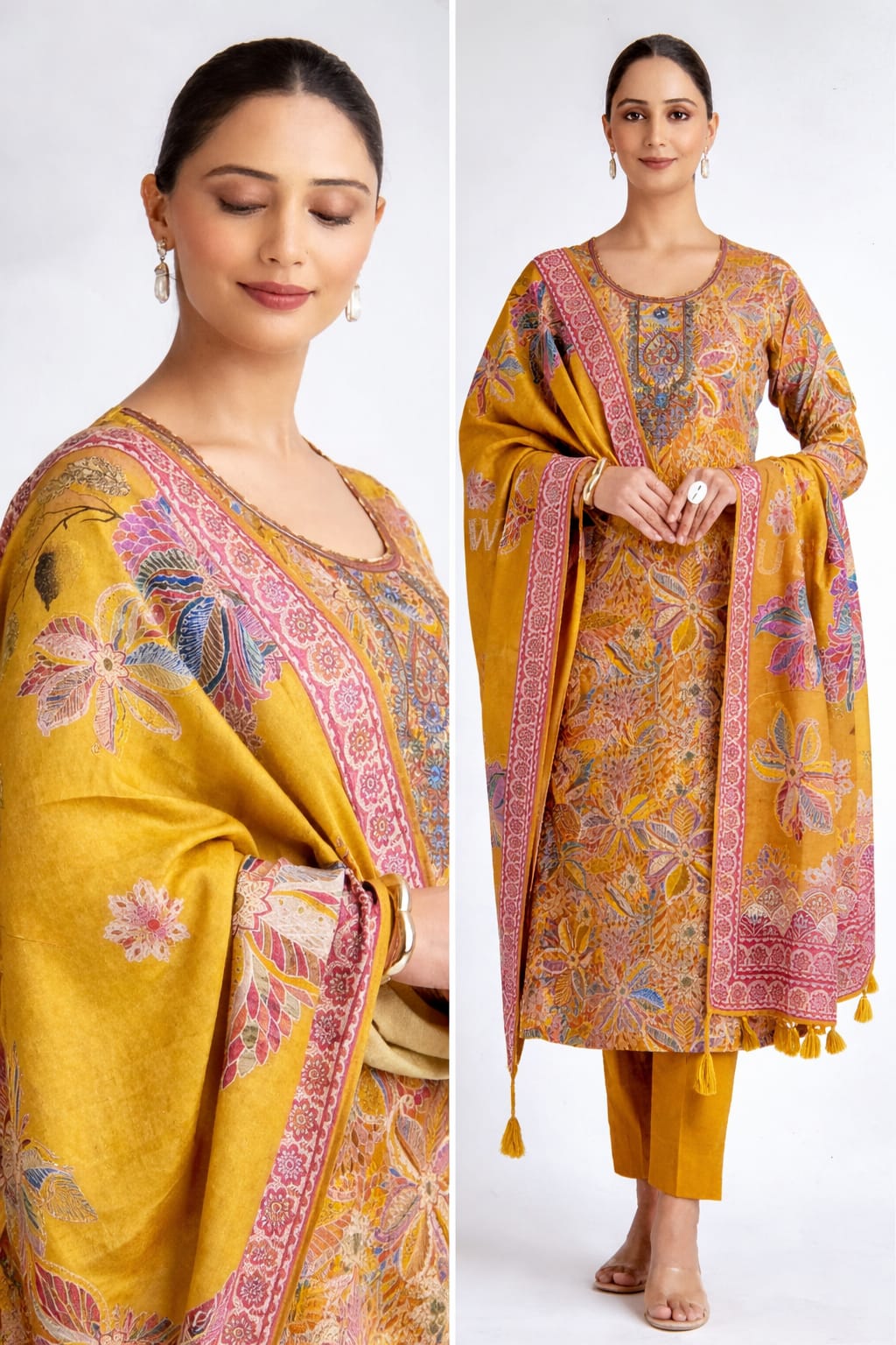 Women's 3-Piece Kurta Set with Palazzo & Dupatta