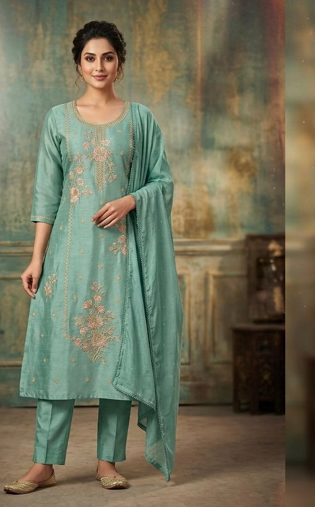Women's 3-Piece Kurta Set with Palazzo & Dupatta