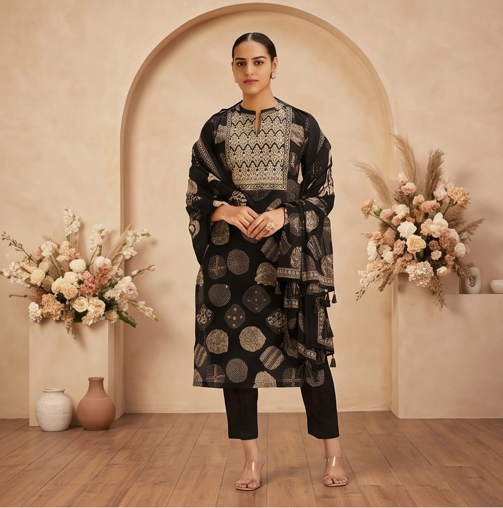 Women's 3-Piece Kurta Set with Palazzo & Dupatta