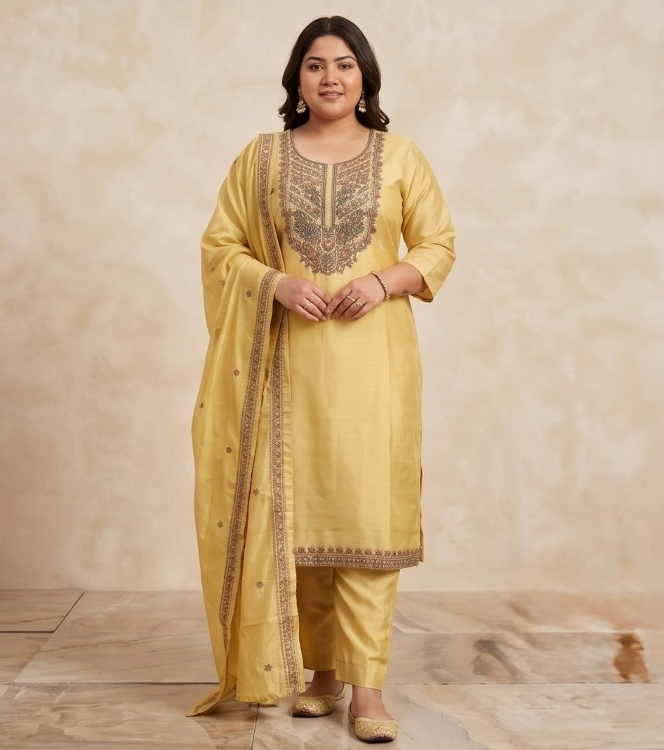 Yellow Embroidered Kurta Set
