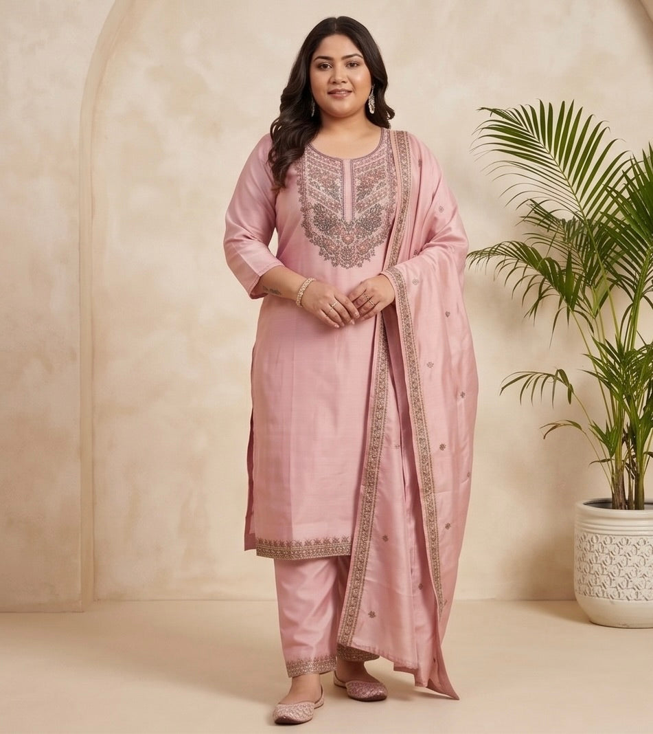 Pink Embroidered Kurta Set