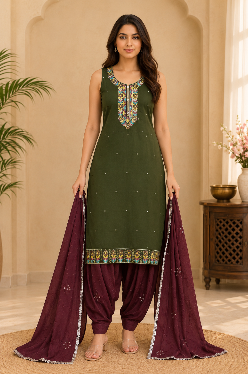 Women's 3-Piece Kurta Set with Salwar & Dupatta