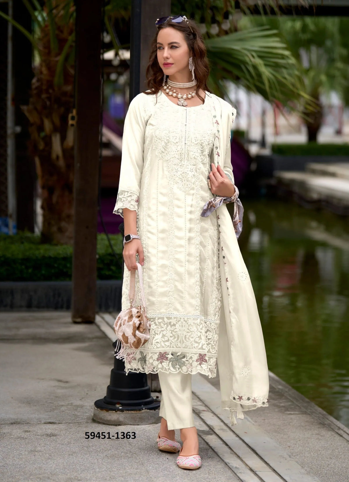 Women's 3-Piece Kurta Set with Palazzo & Dupatta