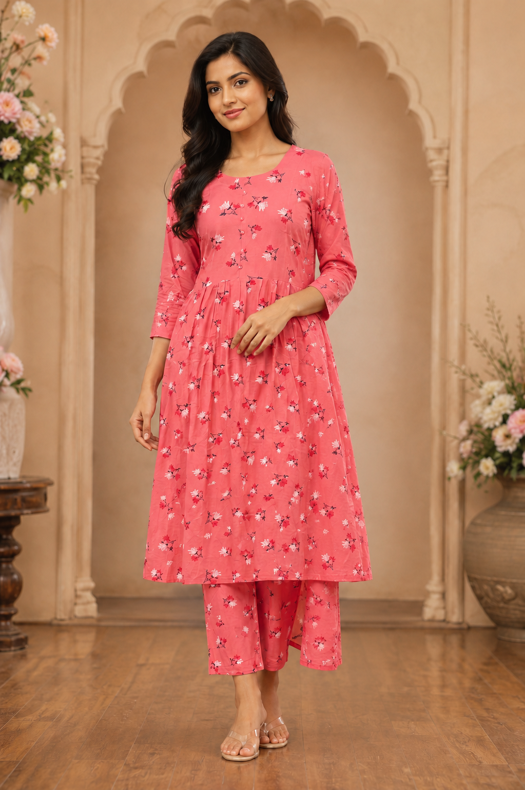 Women's 2-Piece Frock Kurta Set with Palazzo
