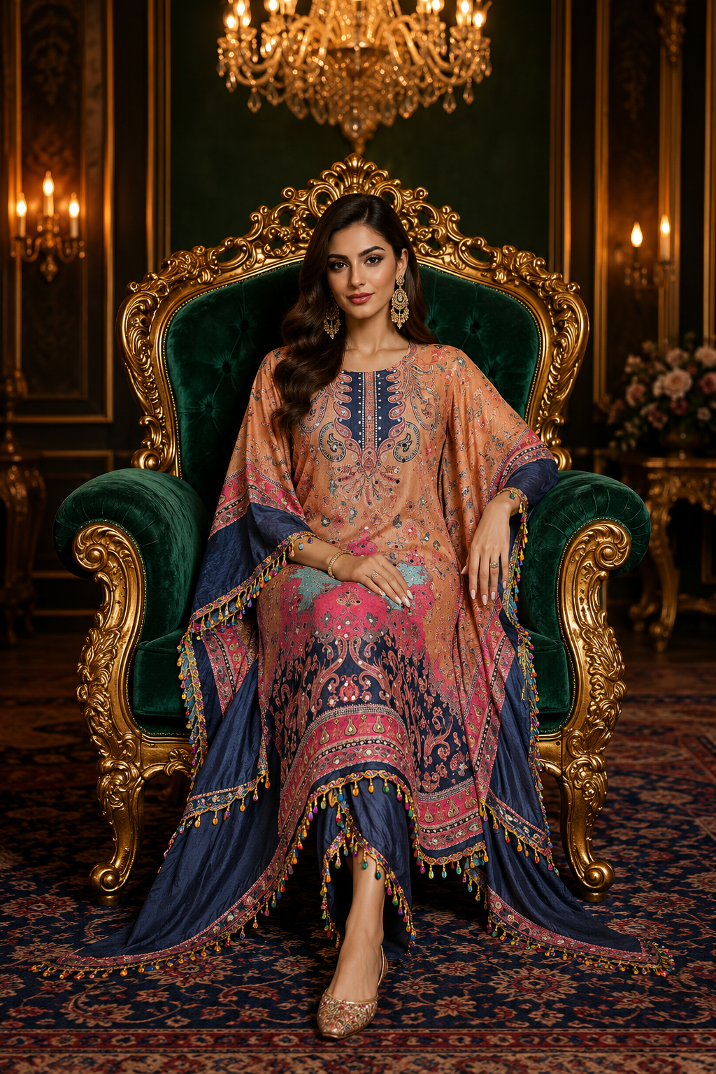 Women's kaftan style suit with tulip pant