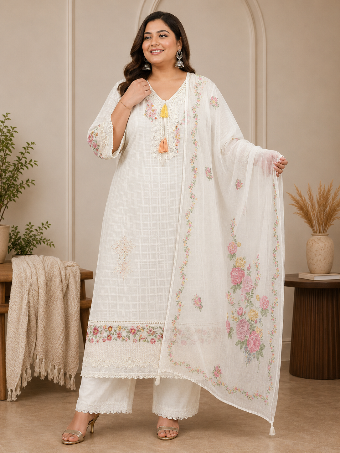 Women's Ethnic A-Line Suit Set with Duppata