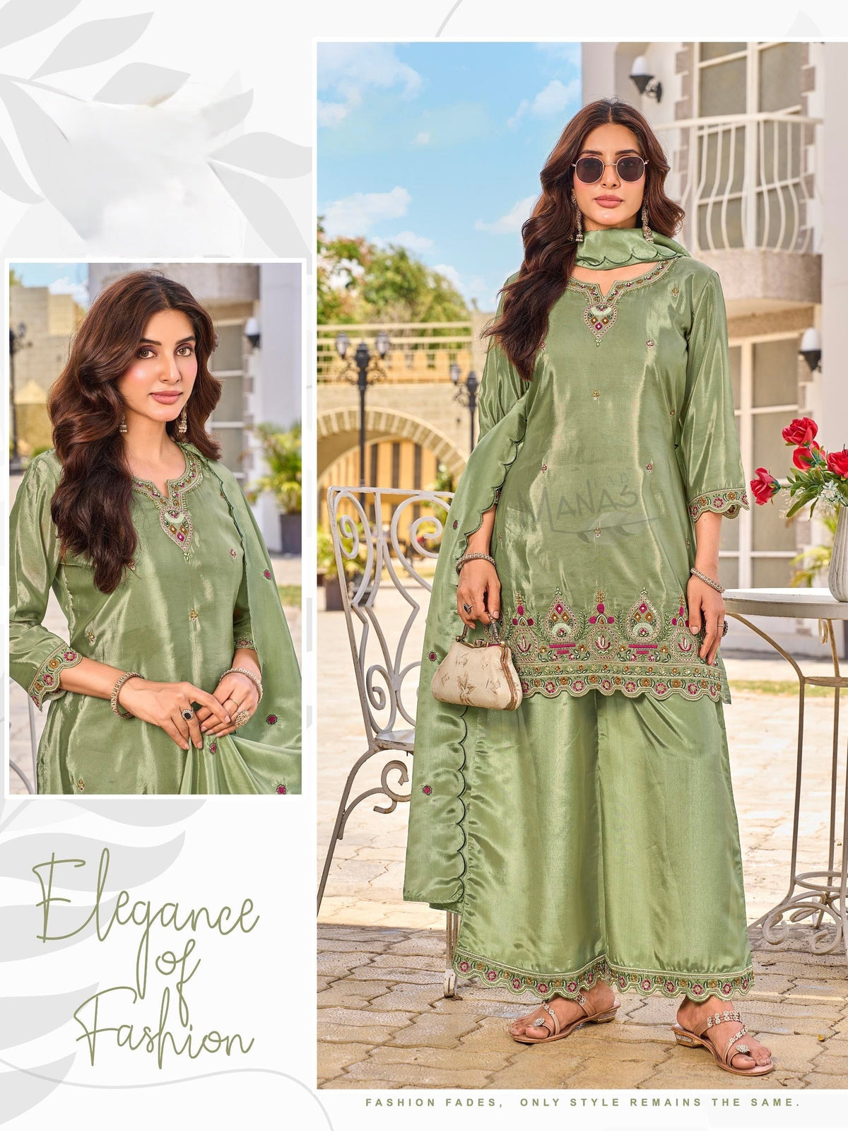 Sage Green Embroidered Kurta Set