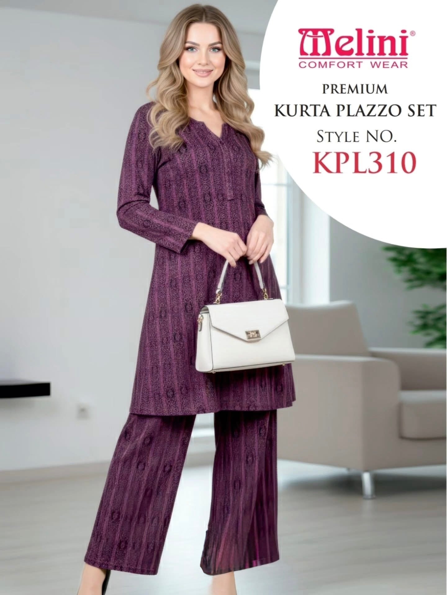 Melini Premium Plazzo Night Suit – Violet (L to 3XL)