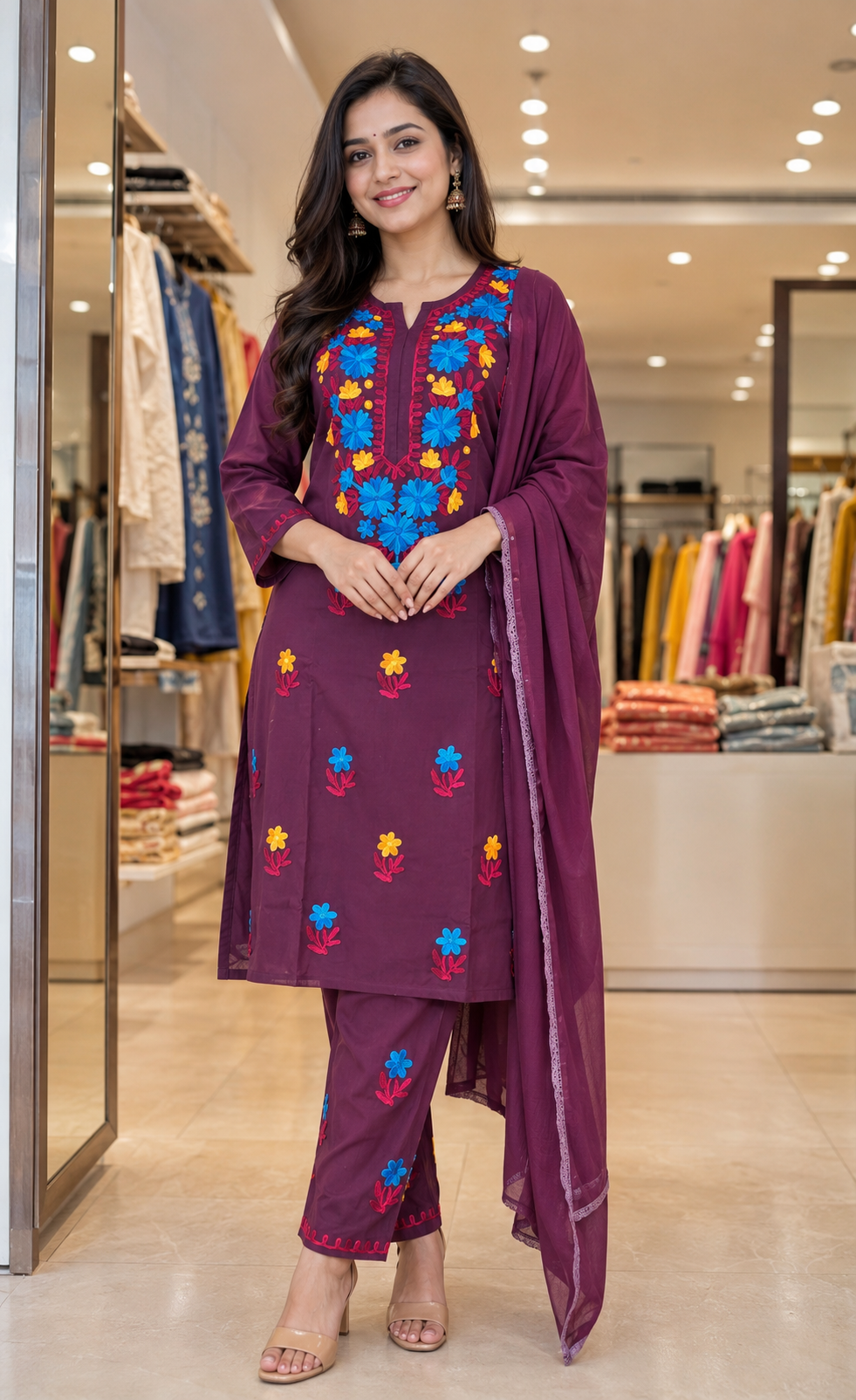 Women's Ethnic Kashmiri Suit Set with Duppata