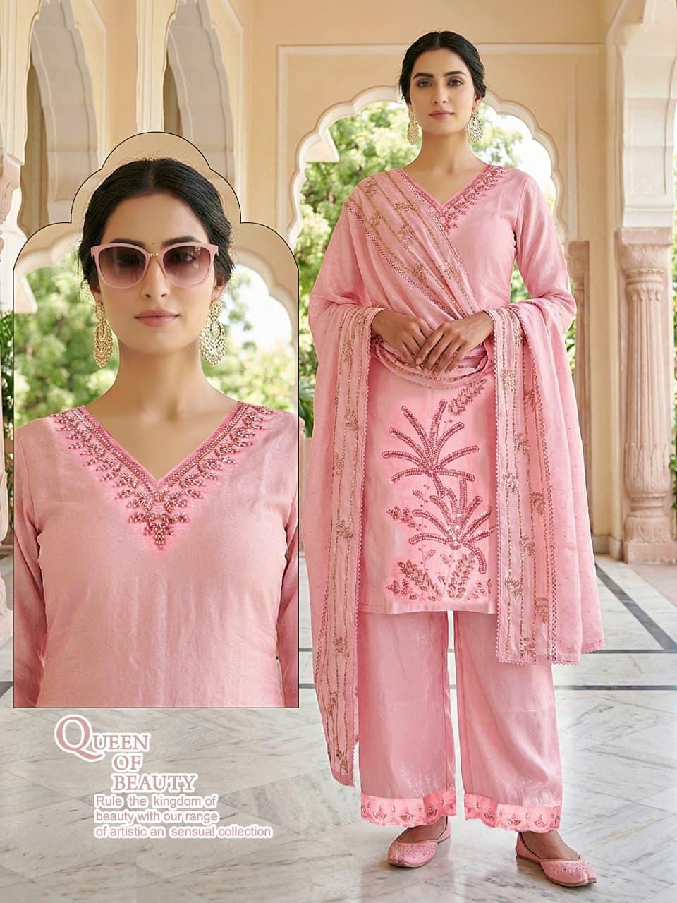Women's 3-Piece Kurta Set with Palazzo & Dupatta