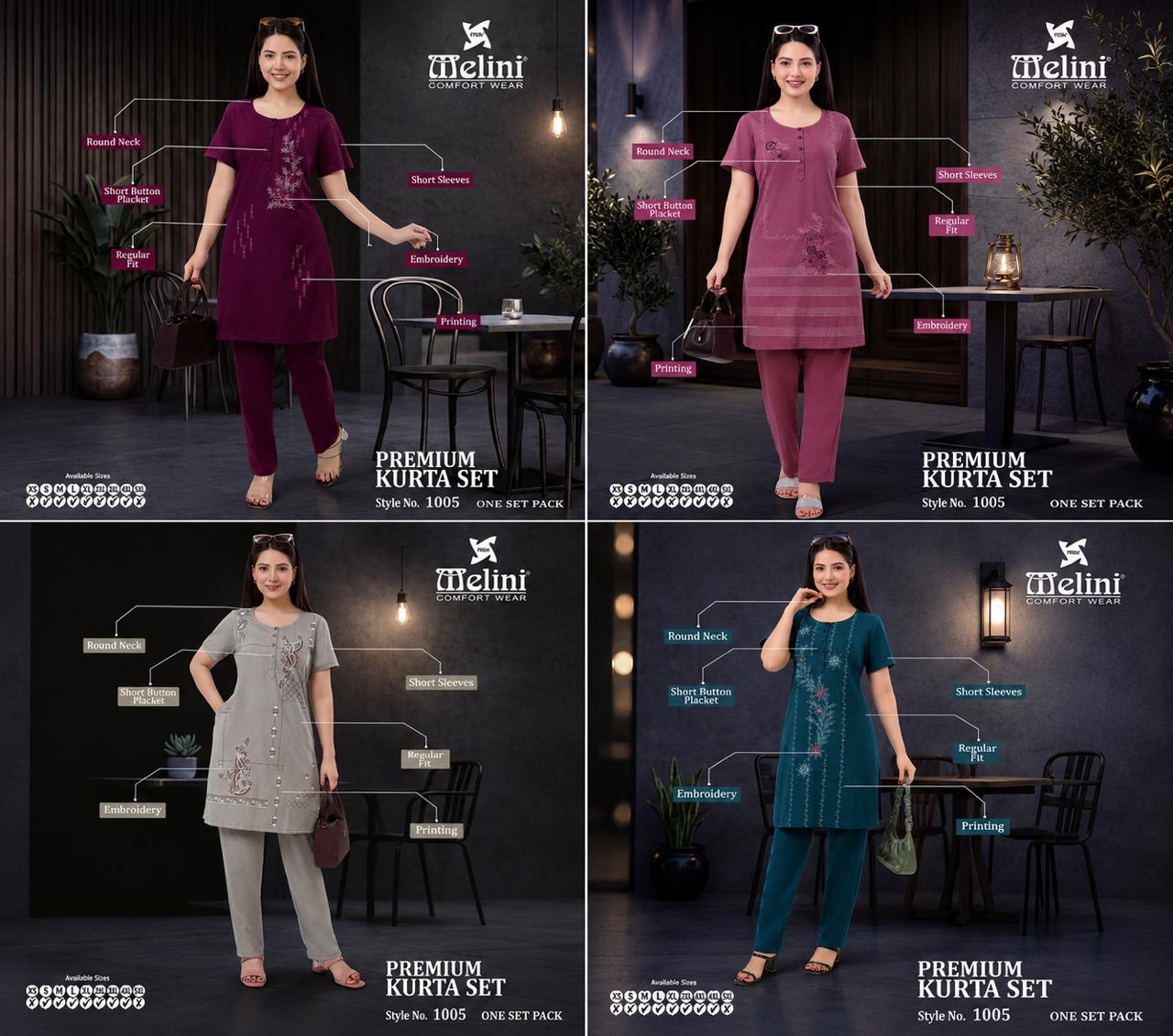 MELINI LONG TOP NIGHT SUITS