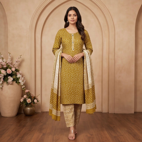 Women's 3-Piece Kurta Set with Palazzo & Dupatta
