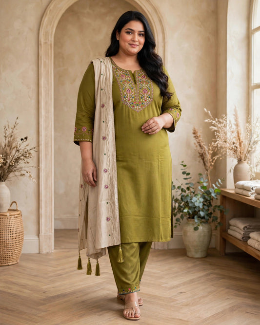 Women's 3-Piece Kurta Set with Palazzo & Dupatta