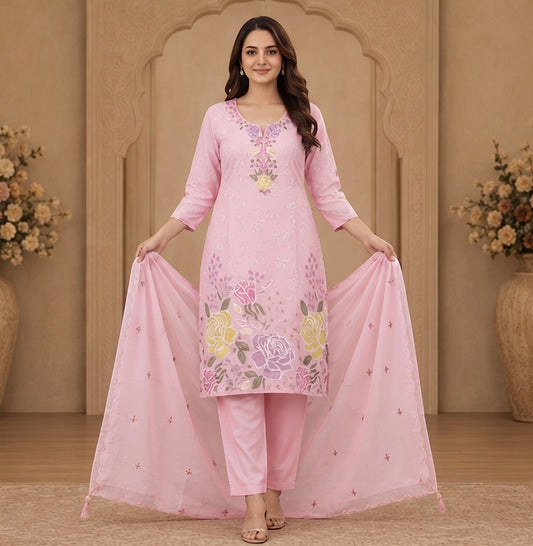 Women's 3-Piece Kurta Set with Palazzo & Dupatta