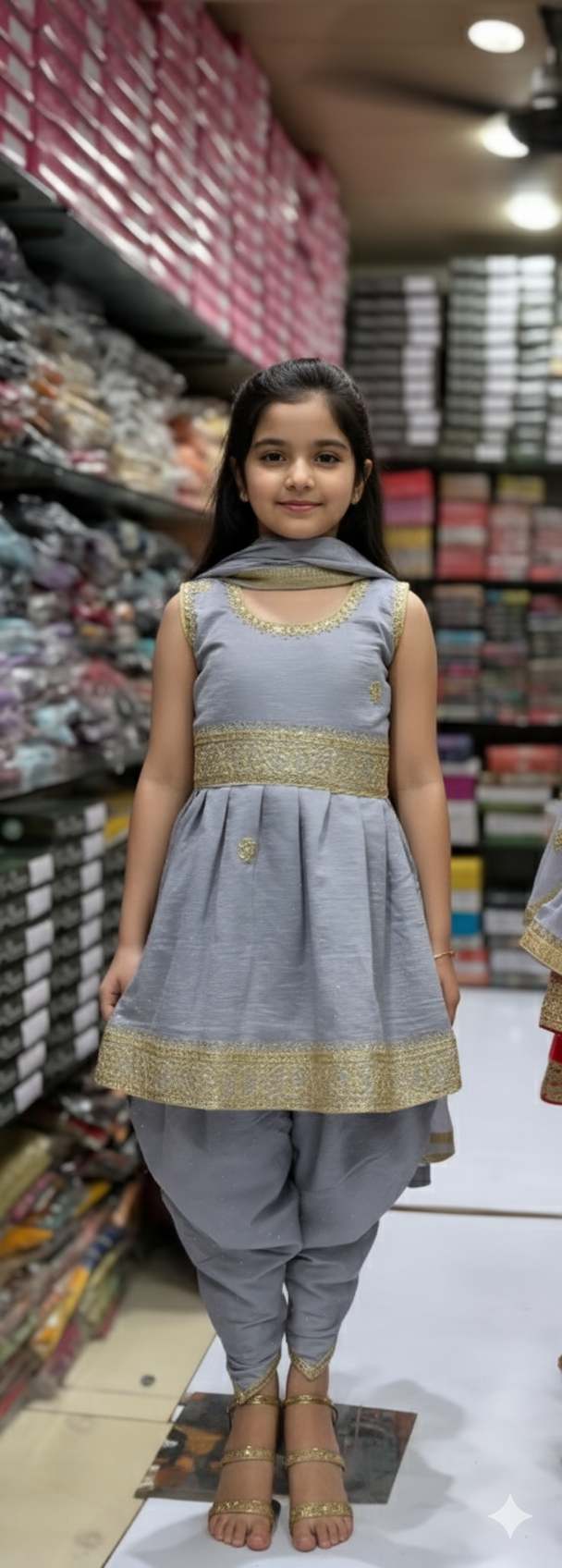 Girls' Embroidered Kurta & Palazzo Set