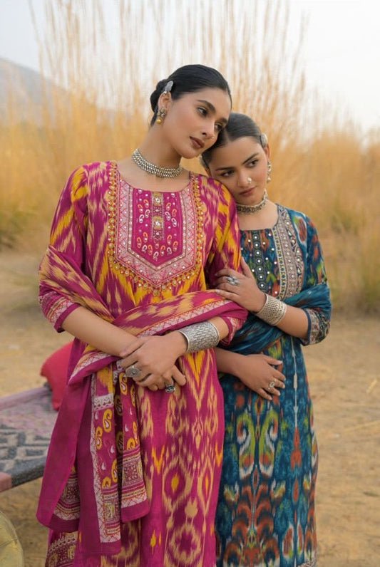 Premium Cotton Printed Kurta Set with Dupatta (M–2XL)