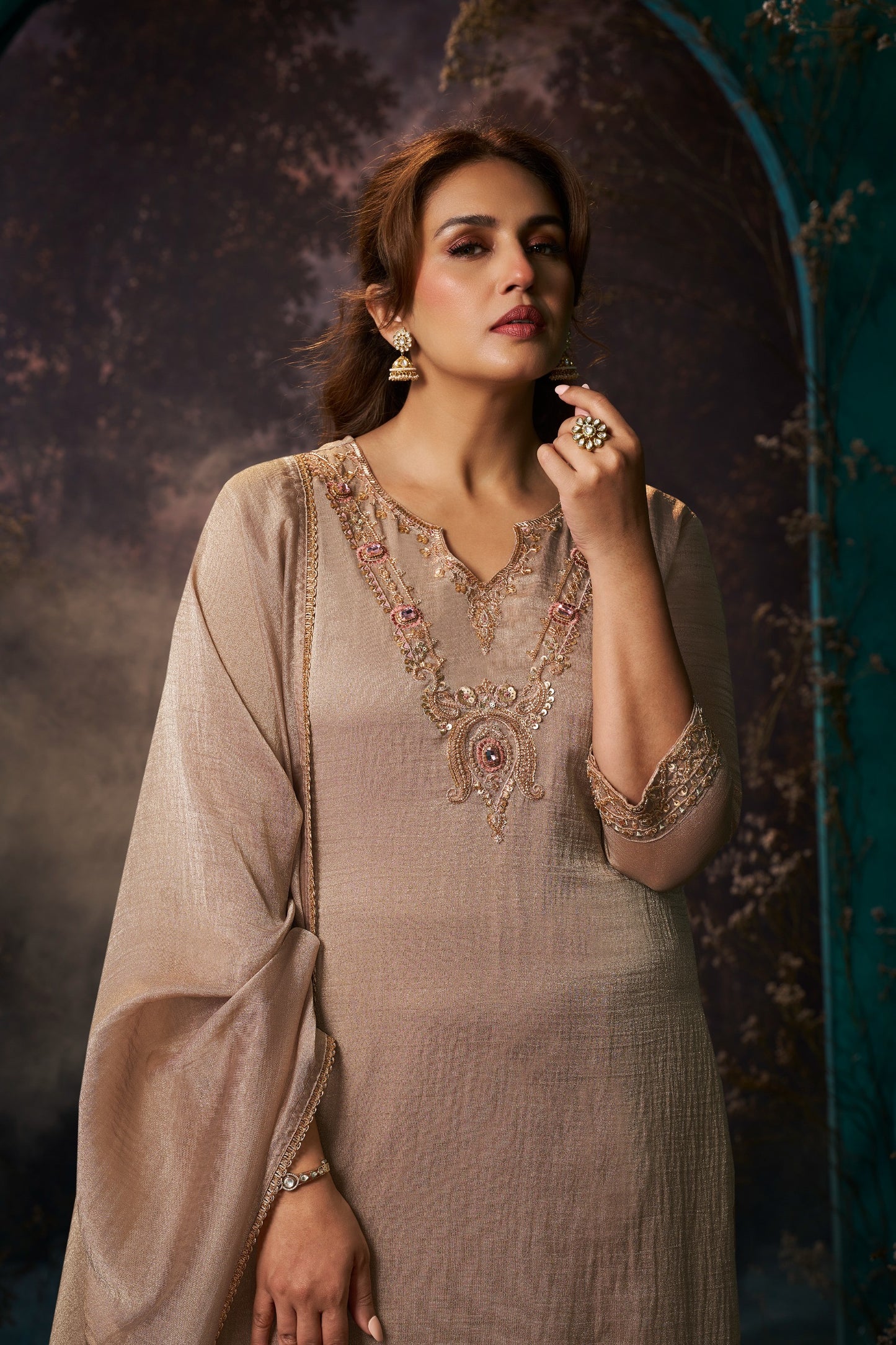 Women's 3-Piece Kurta Set with Palazzo & Dupatta