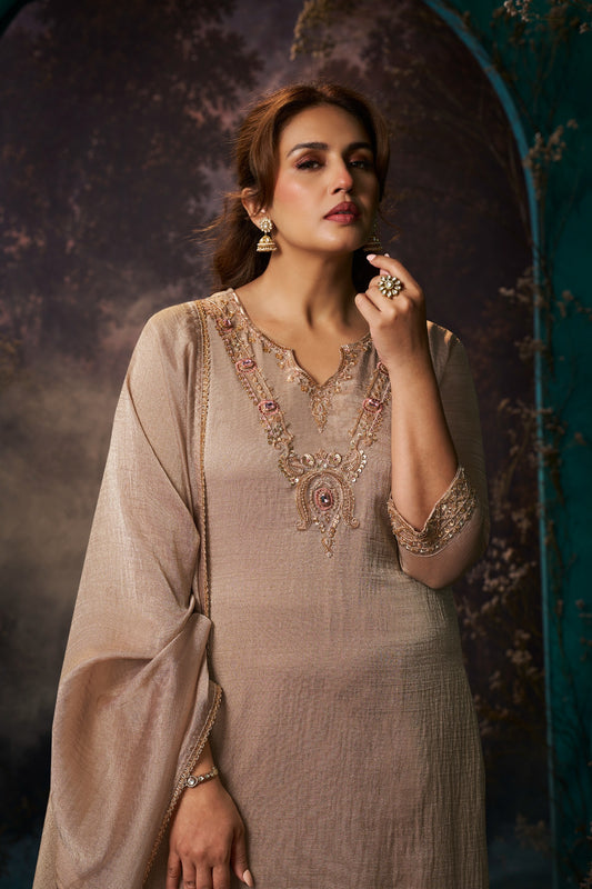 Women's 3-Piece Kurta Set with Palazzo & Dupatta