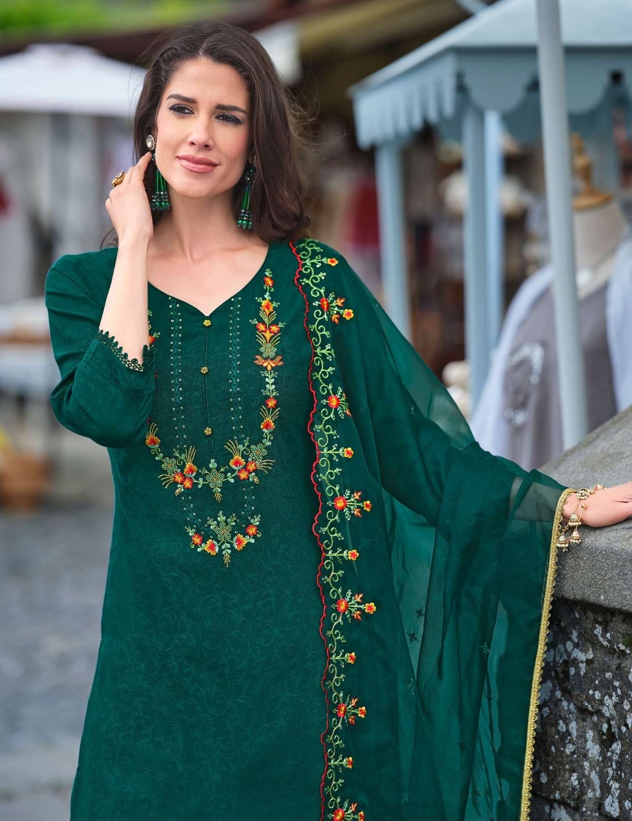 Women's 3-Piece Kurta Set with Tulip Pant & Dupatta