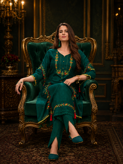 Women's 3-Piece Kurta Set with Tulip Pant & Dupatta