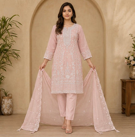 Women's 3-Piece Kurta Set with Palazzo & Dupatta