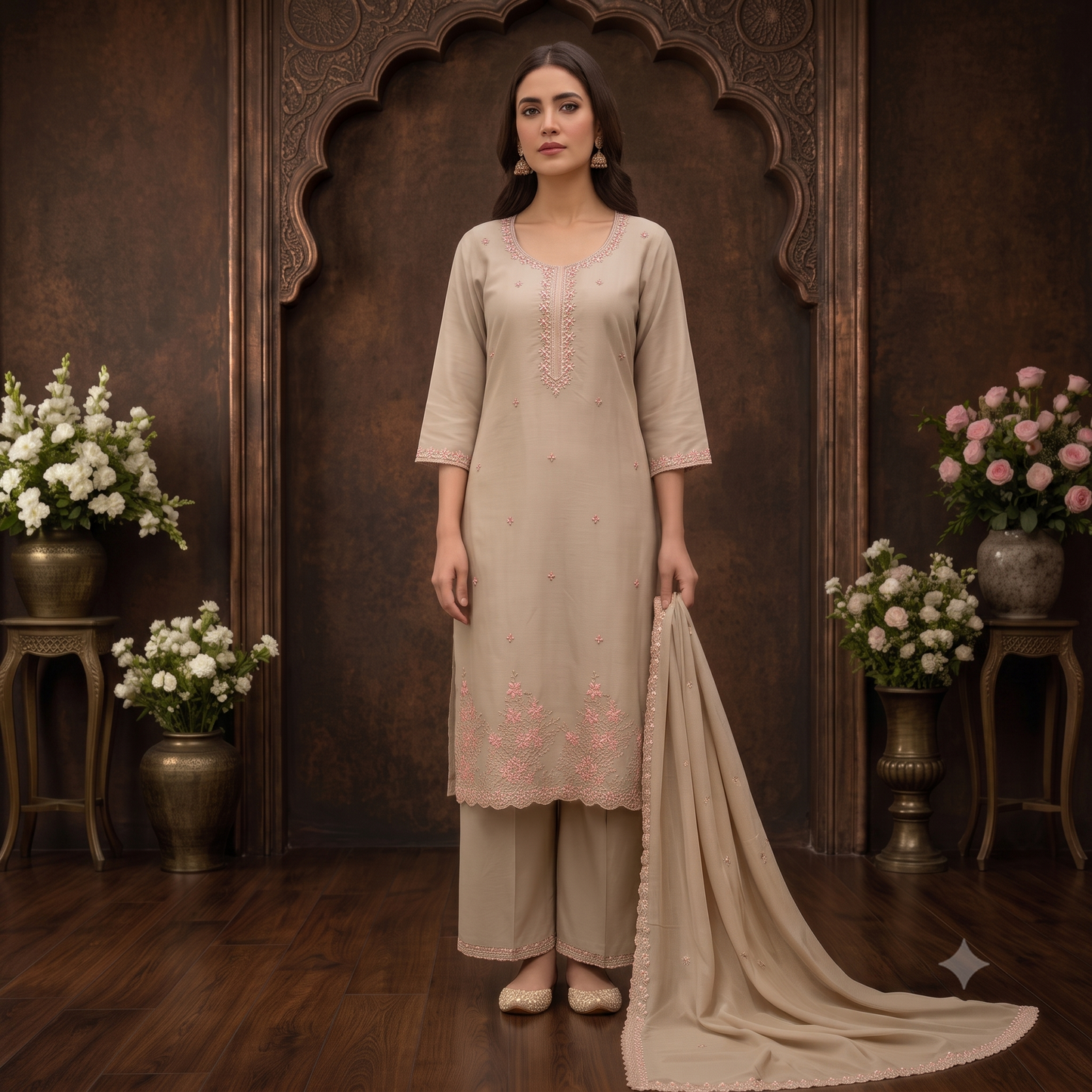 Women's Designer 3-Piece Suit Set – Kurti, Palazzo & Dupatta (Embroidered/Printed) – Party & Festive Wear