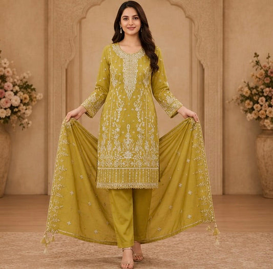 Women's 3-Piece Kurta Set with Palazzo & Dupatta
