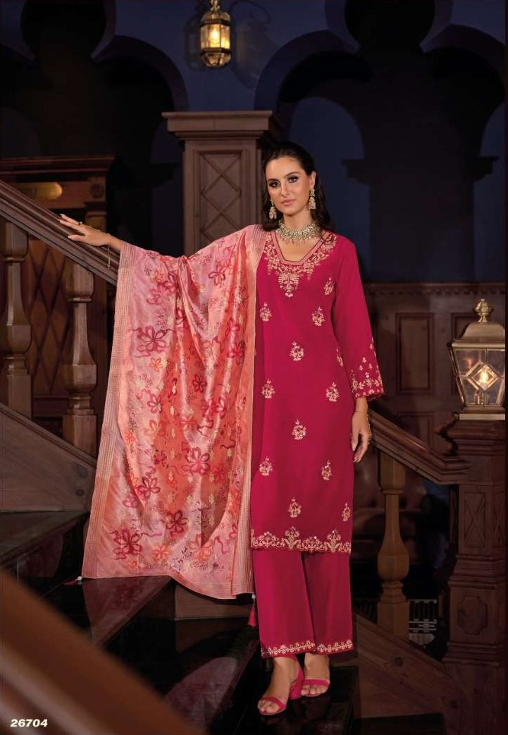Women's 3-Piece Kurta Set with Palazzo & Dupatta