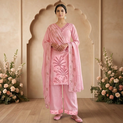 Women's 3-Piece Kurta Set with Palazzo & Dupatta
