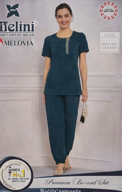 Melini Premium Night Suit – Blue-Green & Maroon (5XL, 6XL)