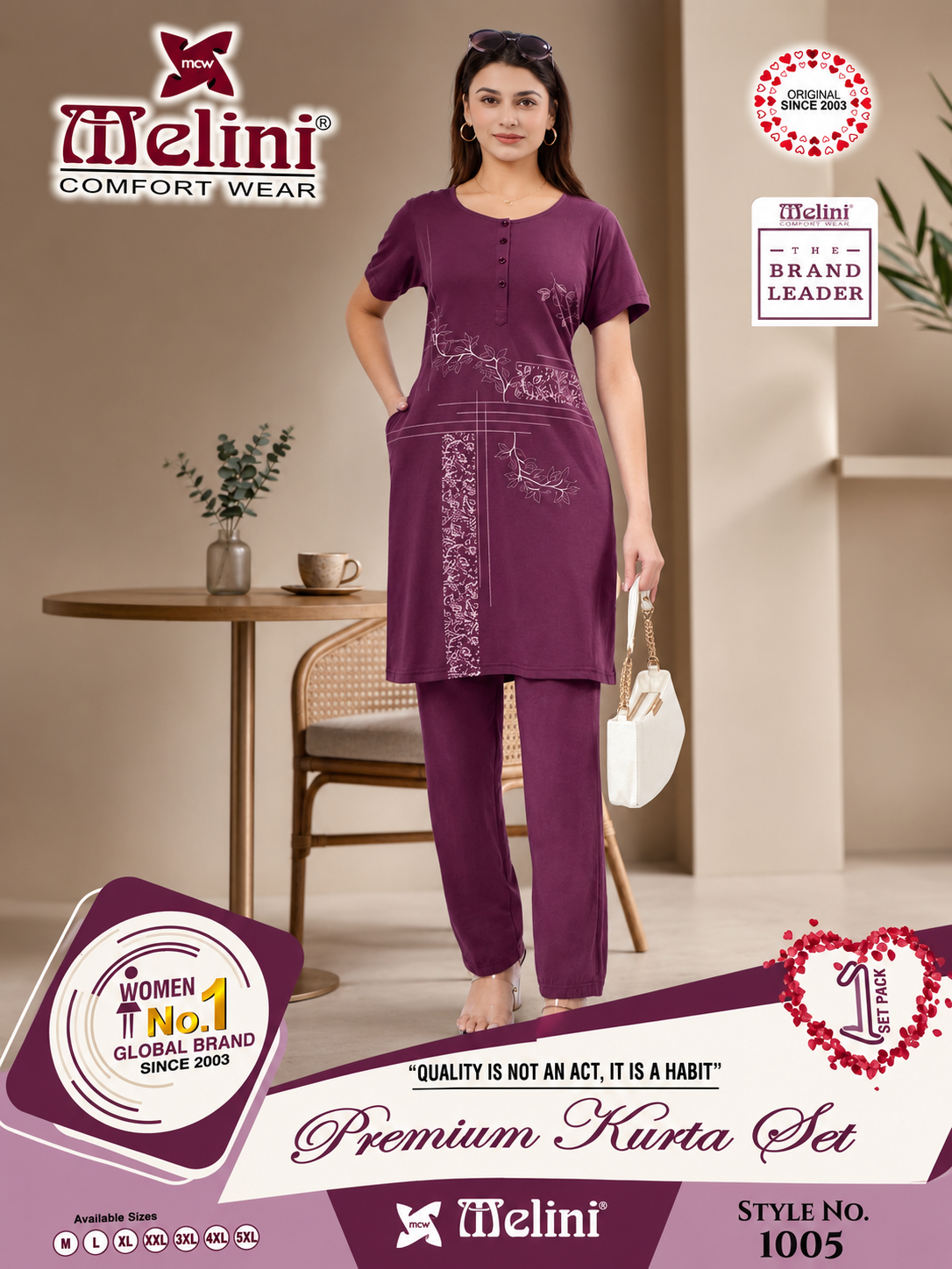 MELINI NIGHT SUIT EMBROIDED [LONG]