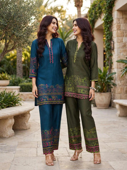 Women's Printed Premium Co-ord Set – Kurta & Pants