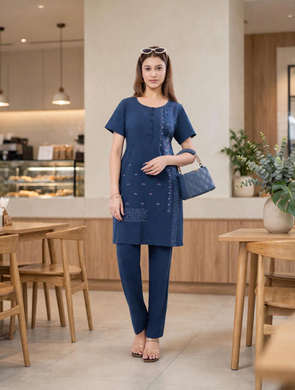 MELINI PREMIUM LONG EMBROIDED KURTA SET