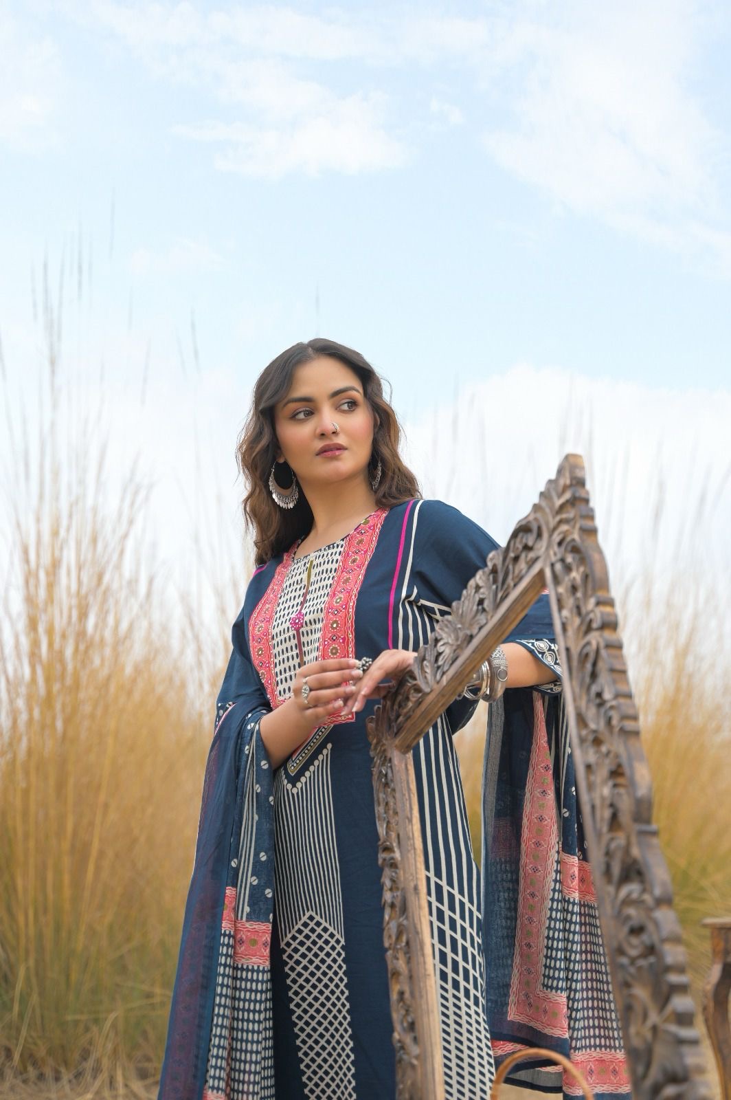 Premium Cotton Printed Kurta Set with Dupatta (M–2XL)