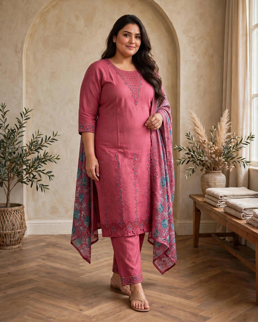 Women's 3-Piece Kurta Set with Palazzo & Dupatta