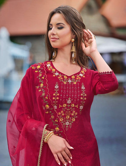 Women's 3-Piece Kurta Set with Tulip Pant & Dupatta