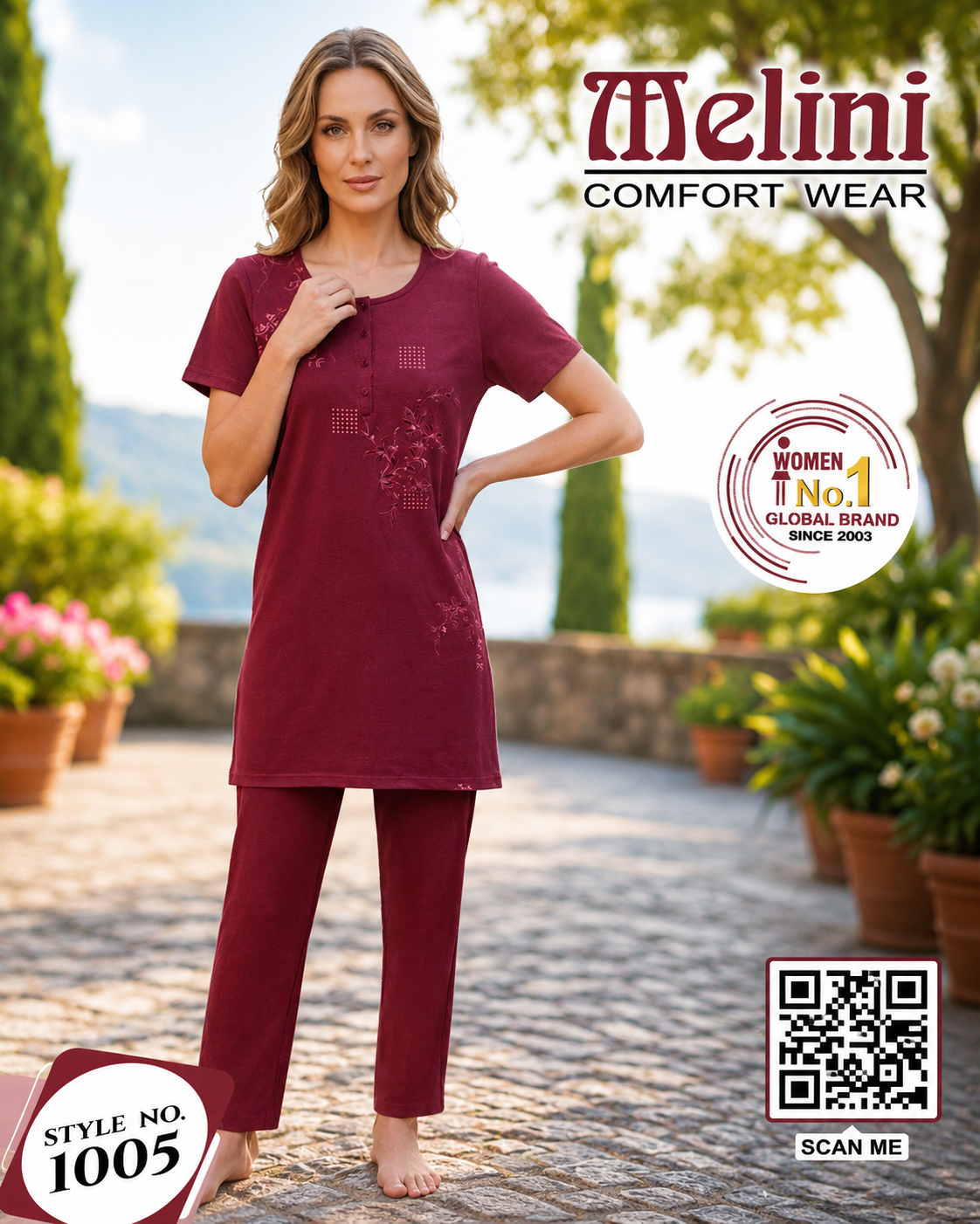 MELINI NIGHT SUIT EMBROIDED [LONG]
