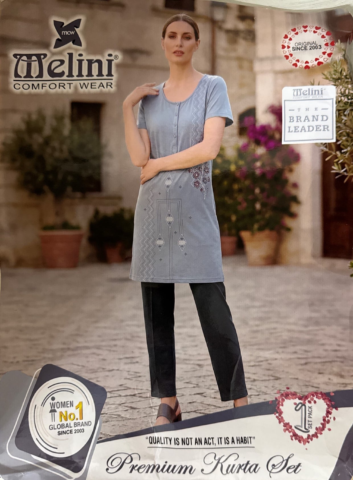 MELINI NIGHT SUIT EMBROIDED [LONG]