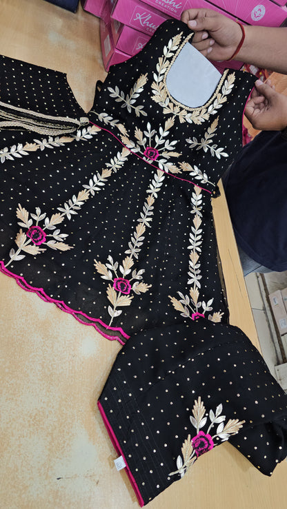 Girls Embroidered Kids Frock Kameez Suit