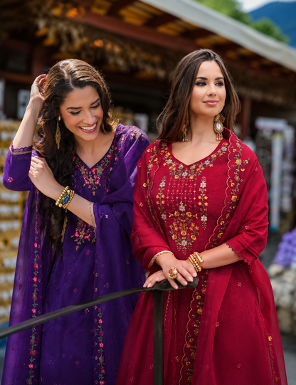 Women's 3-Piece Kurta Set with Tulip Pant & Dupatta