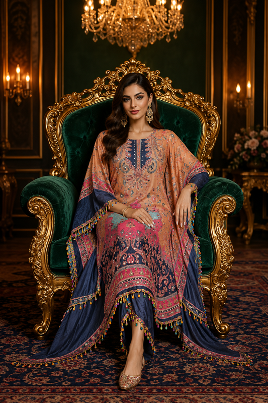 Women's kaftan style suit with tulip pant