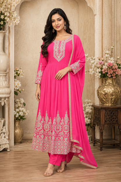 Women's 3-Piece Kurta Set with Palazzo & Dupatta